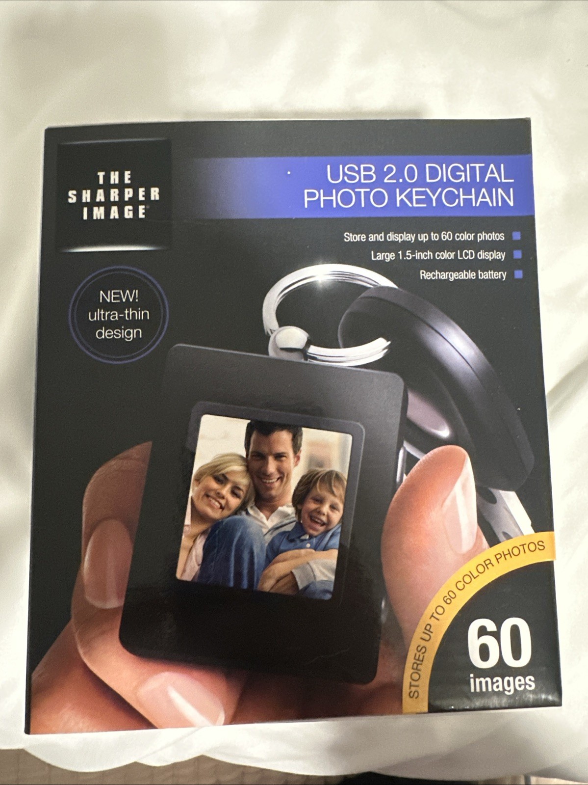 The Sharper Image USB 2.0 Digital Photo Keychain, 60 Images, Rechargeable, New