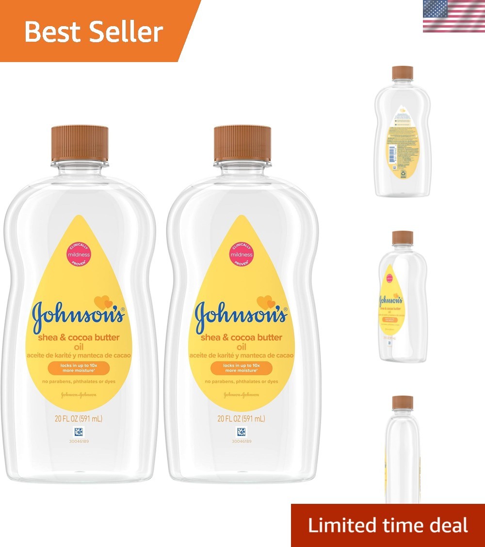 Moisturizing Mineral Oil for Babies - Shea & Cocoa Butter, Pack of 2 x 20 fl oz