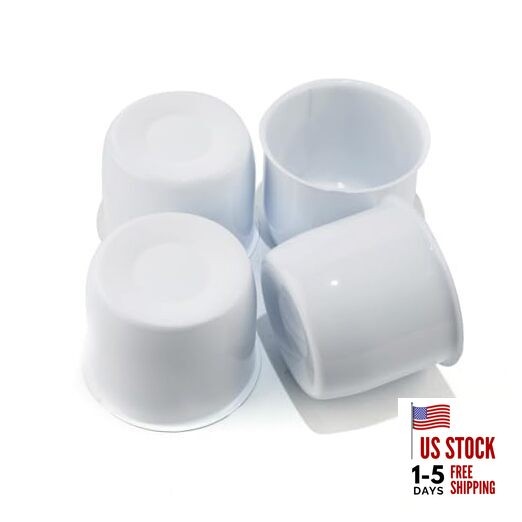 4Pcs 4.25inch Stainless Trailer Wheel Center Caps Push 4.25" OD 3.66" H White