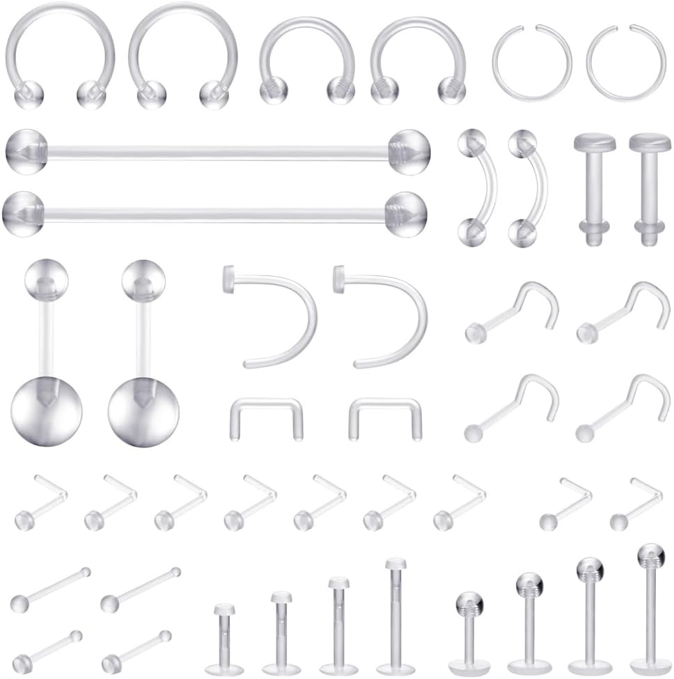 Clear Piercing Retainers for Bioflex Nose Rings Septum Cartilage Rook Daith Earr