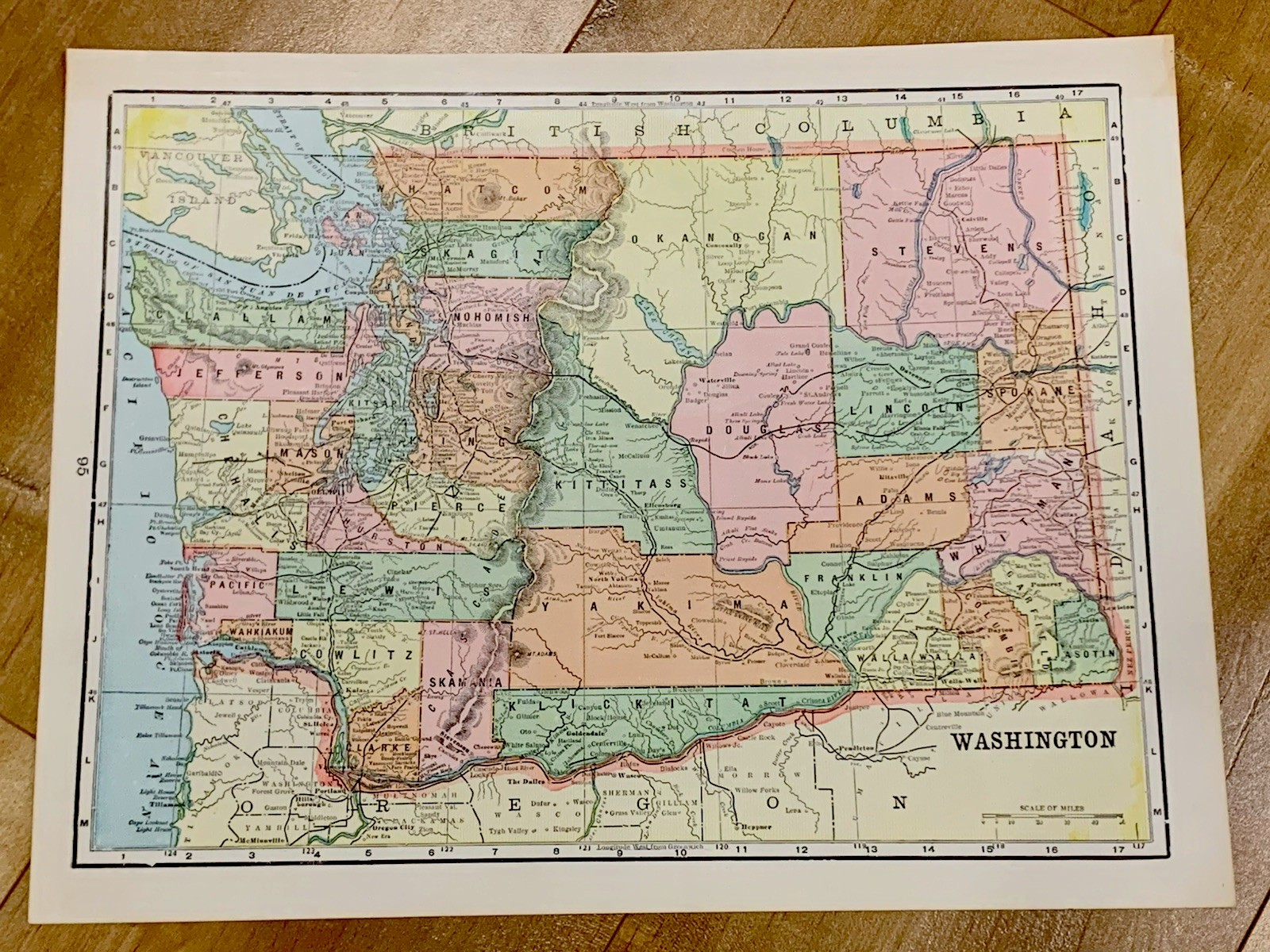 Washington / Oregon 1898, Double Sided Map From World Atlas, original