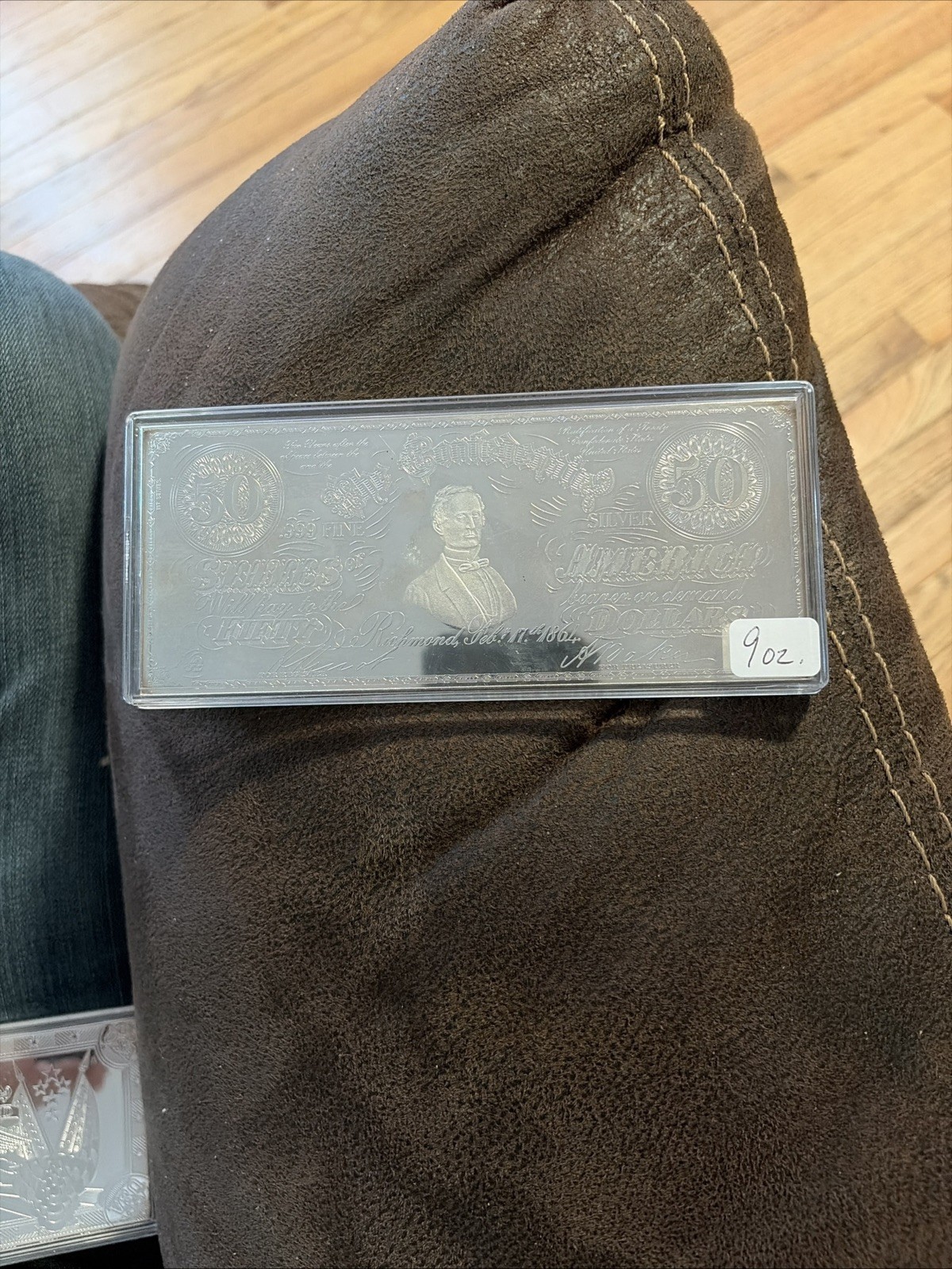 9oz Silver Bar 50Dollar Confederate .999 Edge Toning 