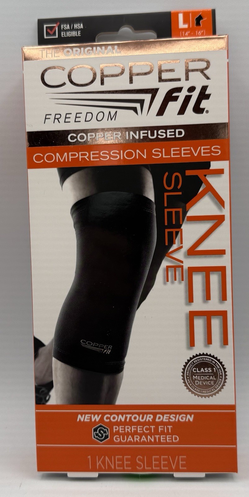 Copper Fit Freedom Knee Compression Sleeve Copper Infused Size L 1 Sleeve New