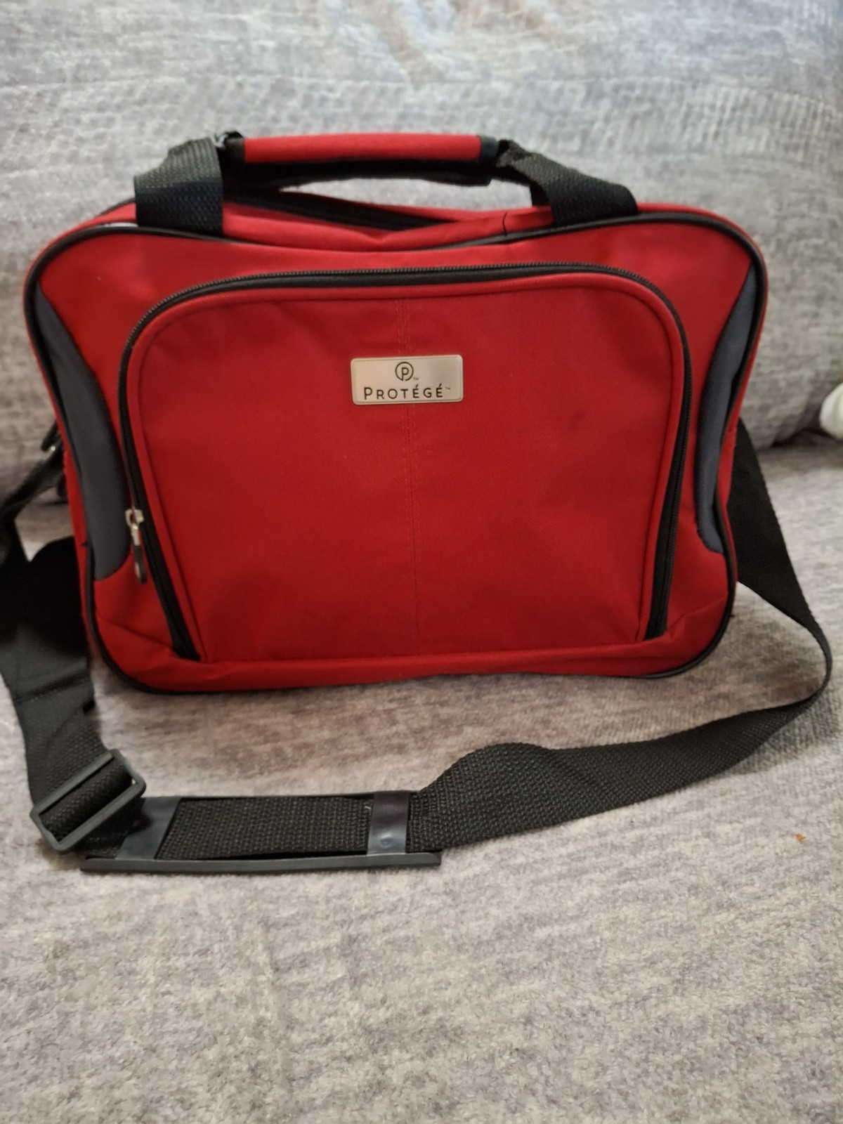 Protégé Red Accessory Bag Polyester Adjustable Straps Zippered Compartments