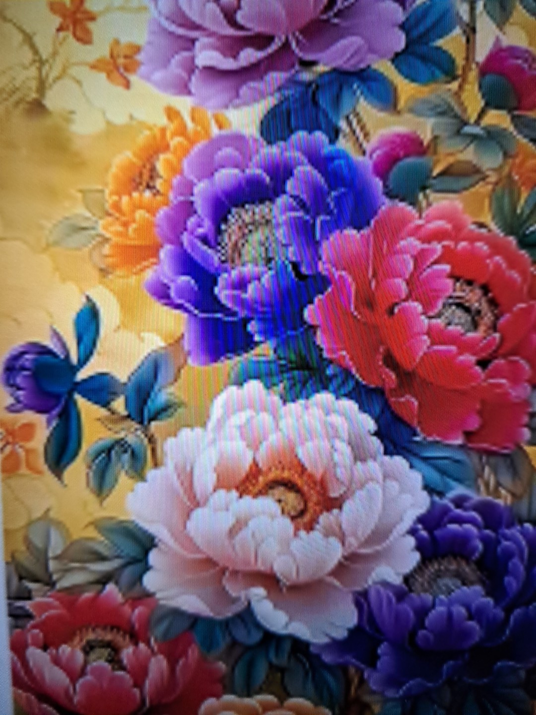 Stamped Cross Stitch Gorgeous Peonies 11ct 45 Colors 60x105cm Toolkit Proj Bag