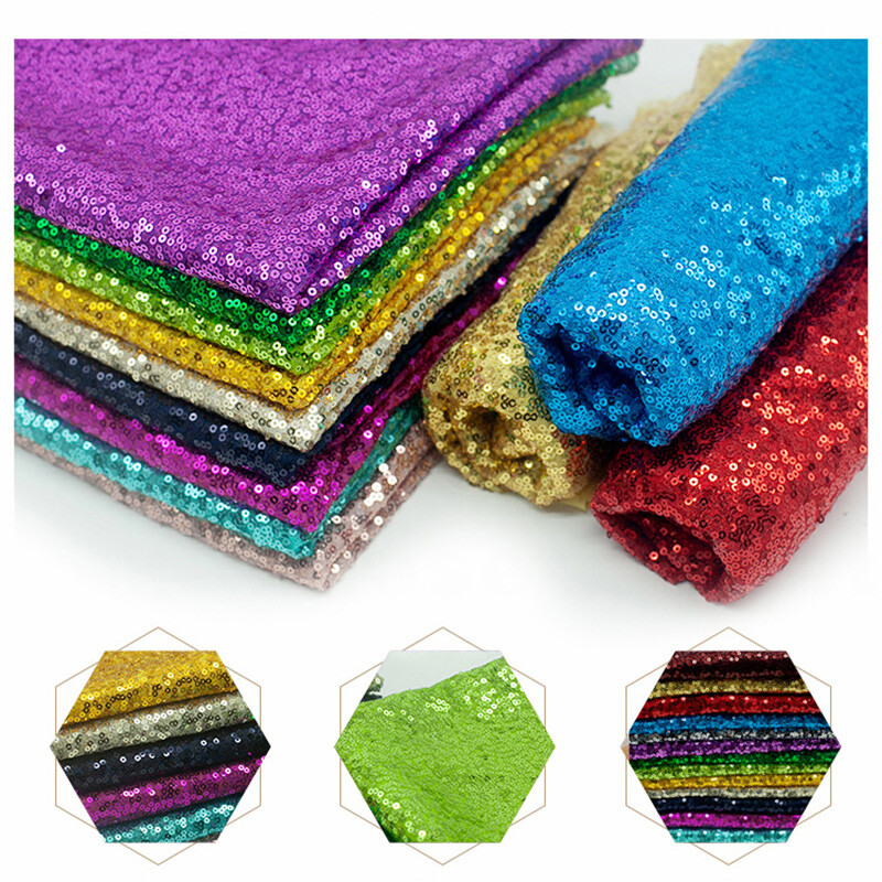3mm Sequin Fabric Sparkly Glitter Bling Material Cloth Costume Party Decor Trims