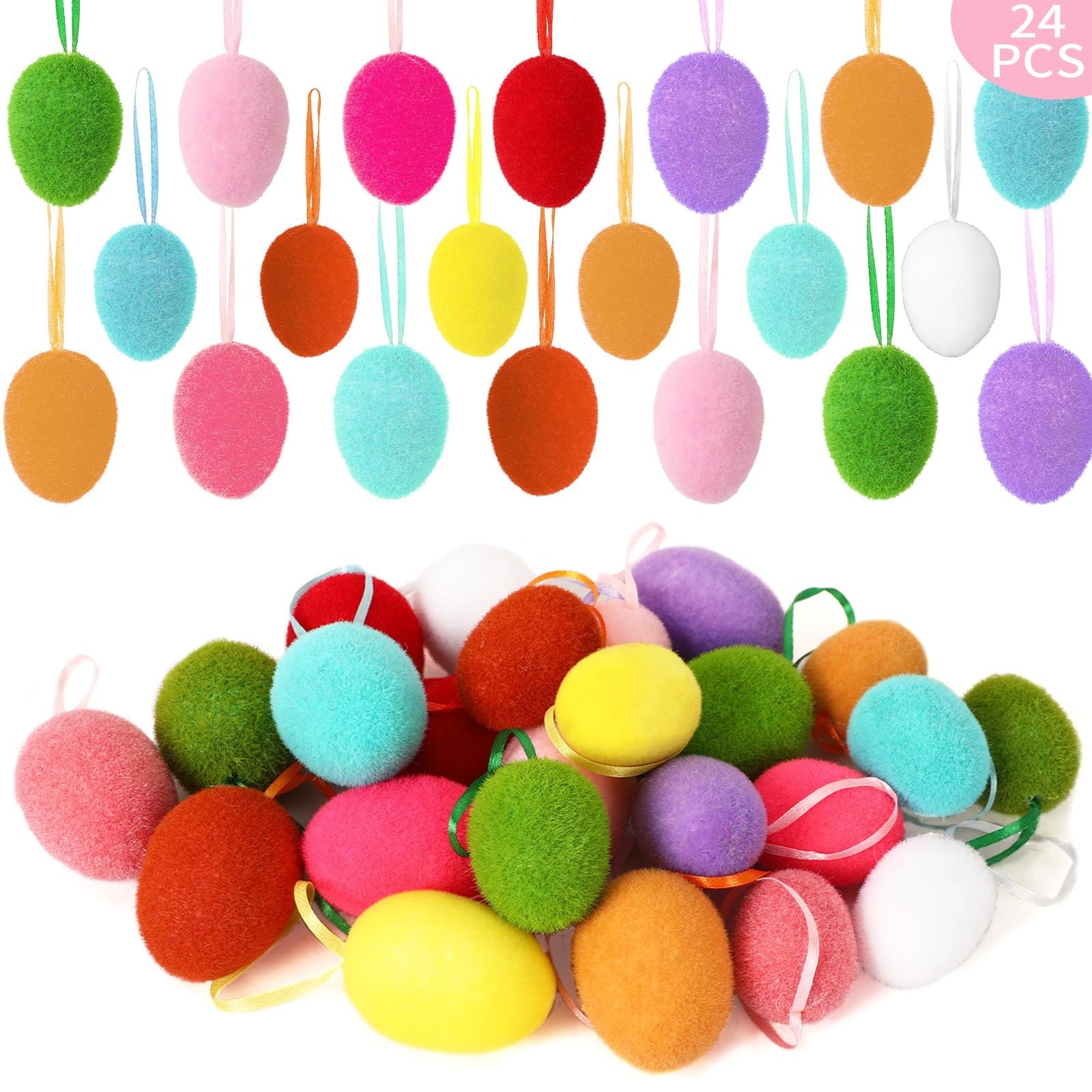  12Pcs Colorful Easter Egg Hanging Ornaments Party Decor