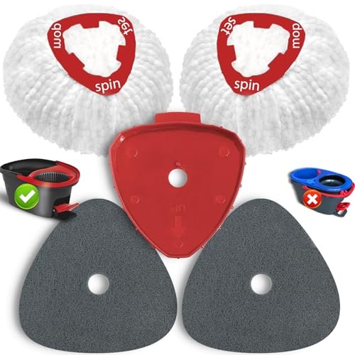 5 Pack Spin Mop Replace Head for O Cedar 2 Mop Heads+2 Sponge Brush+1 Connector