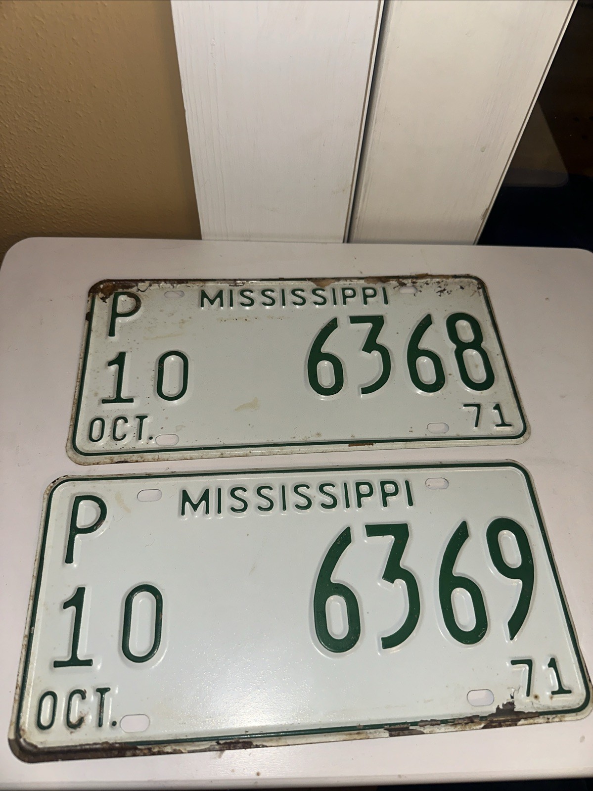 Vintage Mississippi Pike County 1971 License Plate Set Of 2
