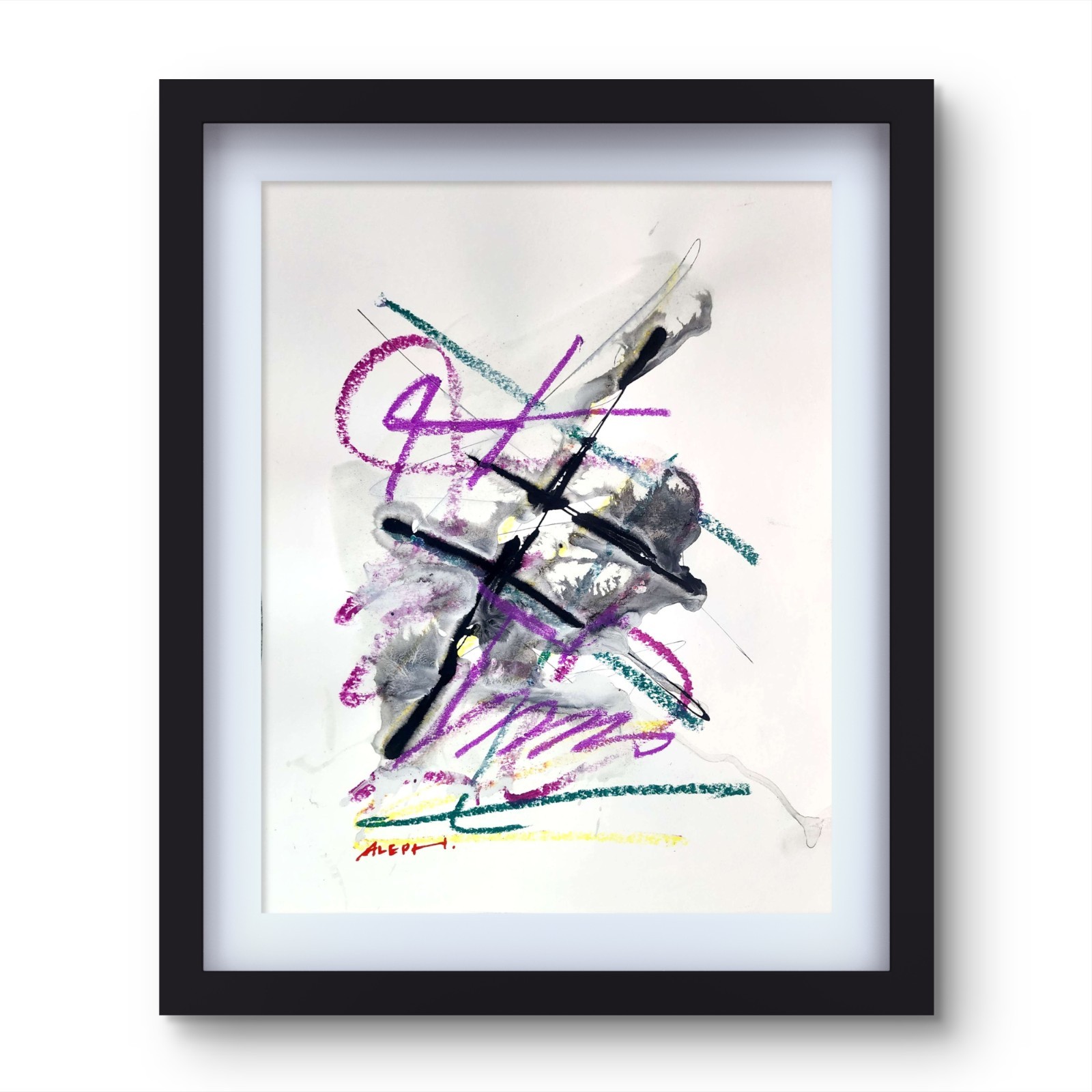 Aleph Original Art 14x11 Abstract Expressionist Painting On Gallery Paper