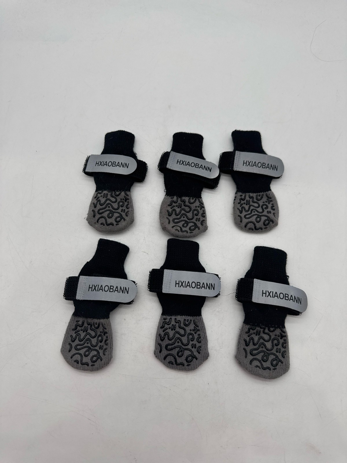 HXIAOBANN Non Slip Dog Socks 6Pcs Paw Protector Reflective Straps Grey XS