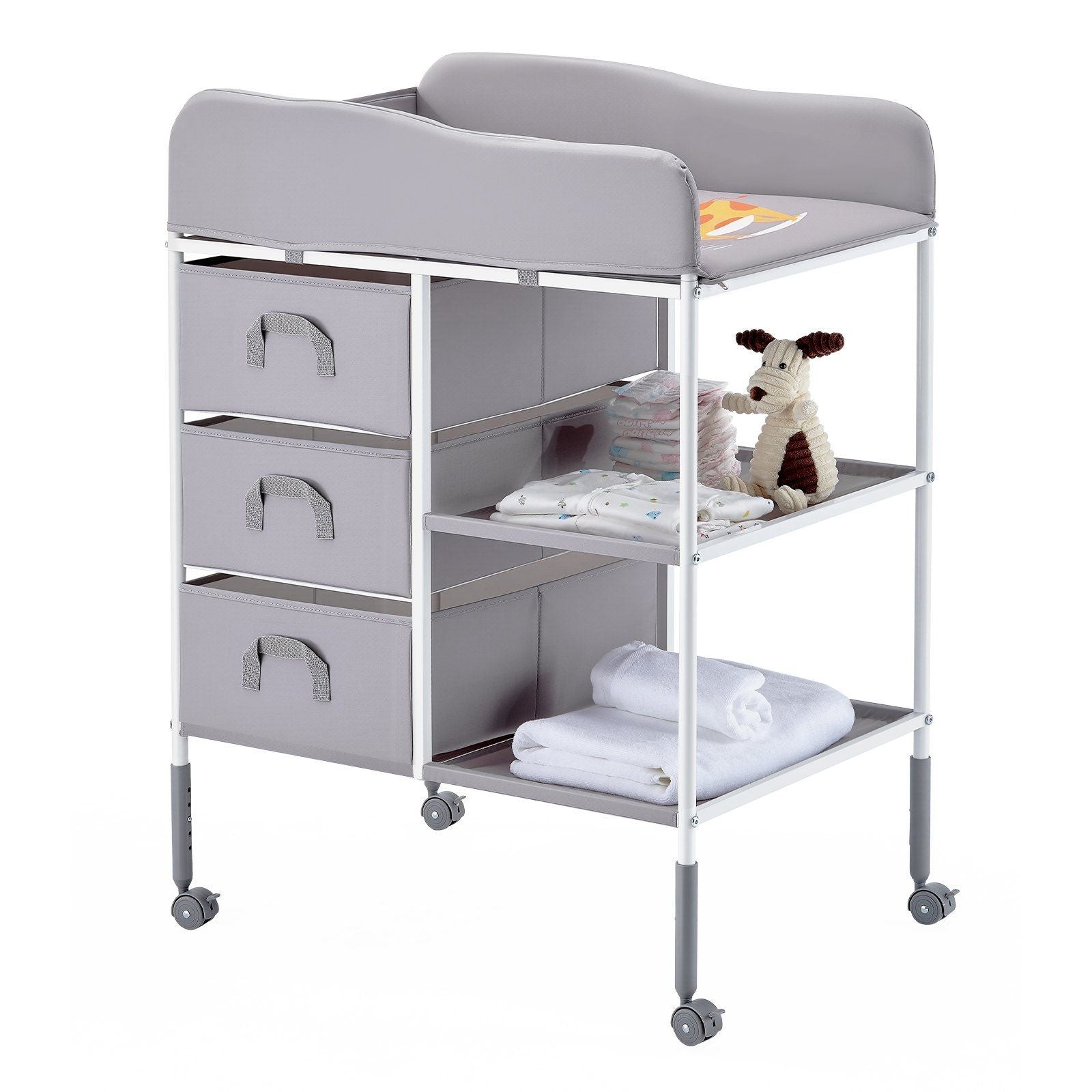 VEVOR Baby Changing Table, Portable Diaper Change Station with 3 Fabric Drawers