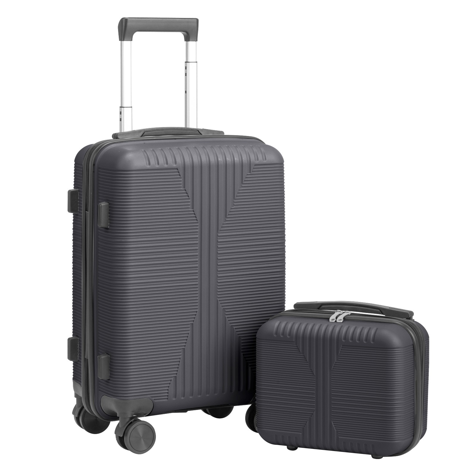 2 Piece PP Luggage Set 12" 20" Carry On Hardshell Suitcase Combination Lock Gray