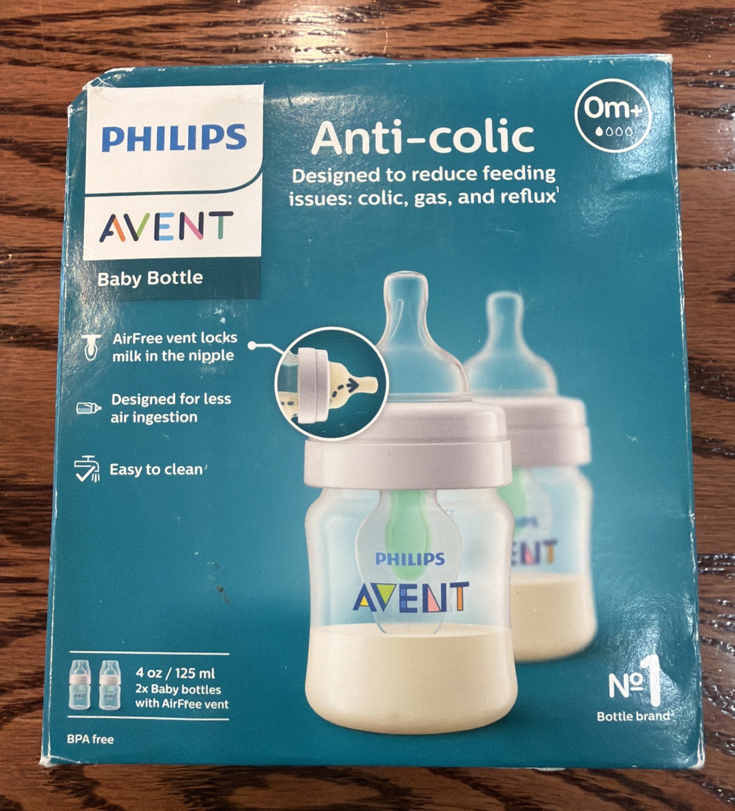 Philips Avent Anti-Colic Baby Bottles With AirFree Vent Clear 4oz Pack of 2 New