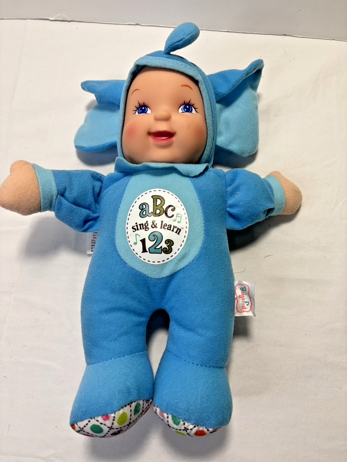 Goldberger Baby's First Elephan Doll 12 inch Sing and Learn ABC 123 Tested Works
