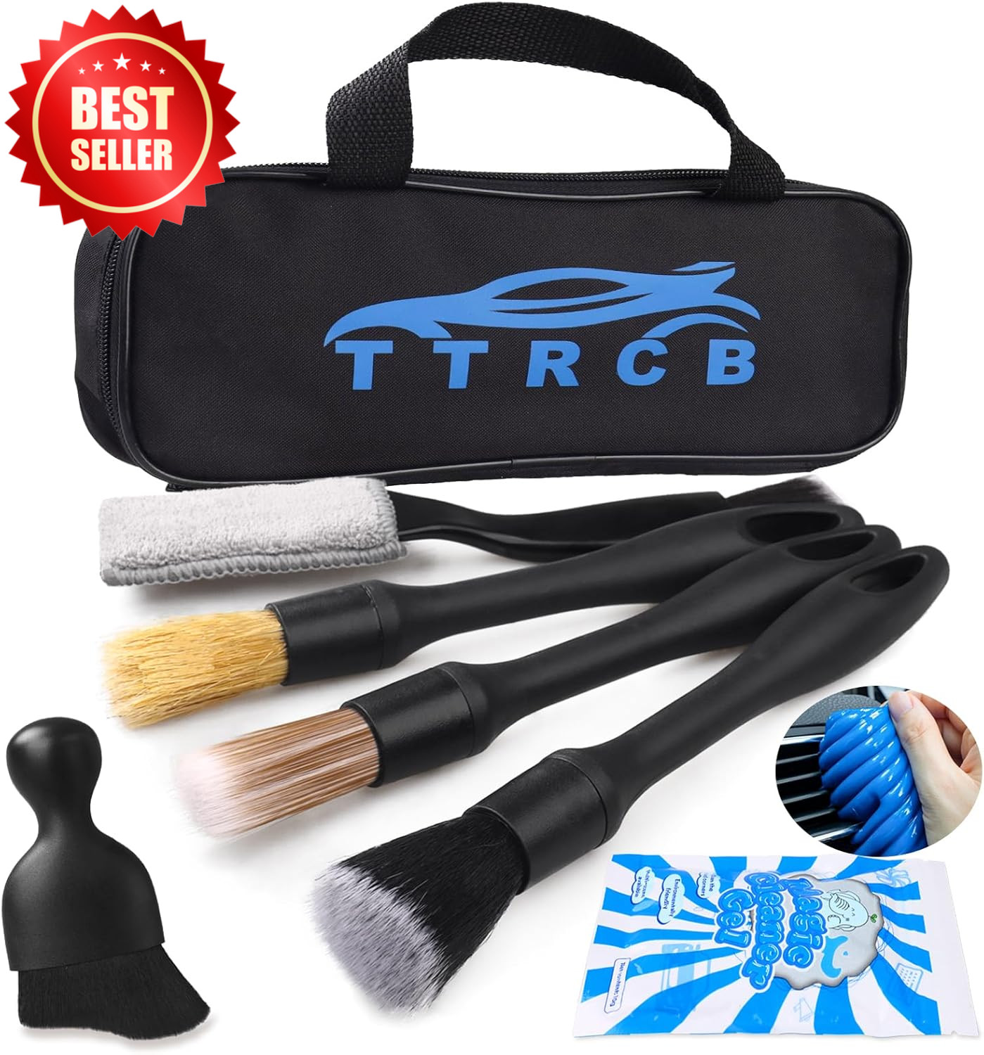 7pc Ultra Soft Boars Hair Car Detailing Brush Set Interior Cleaning Kit US