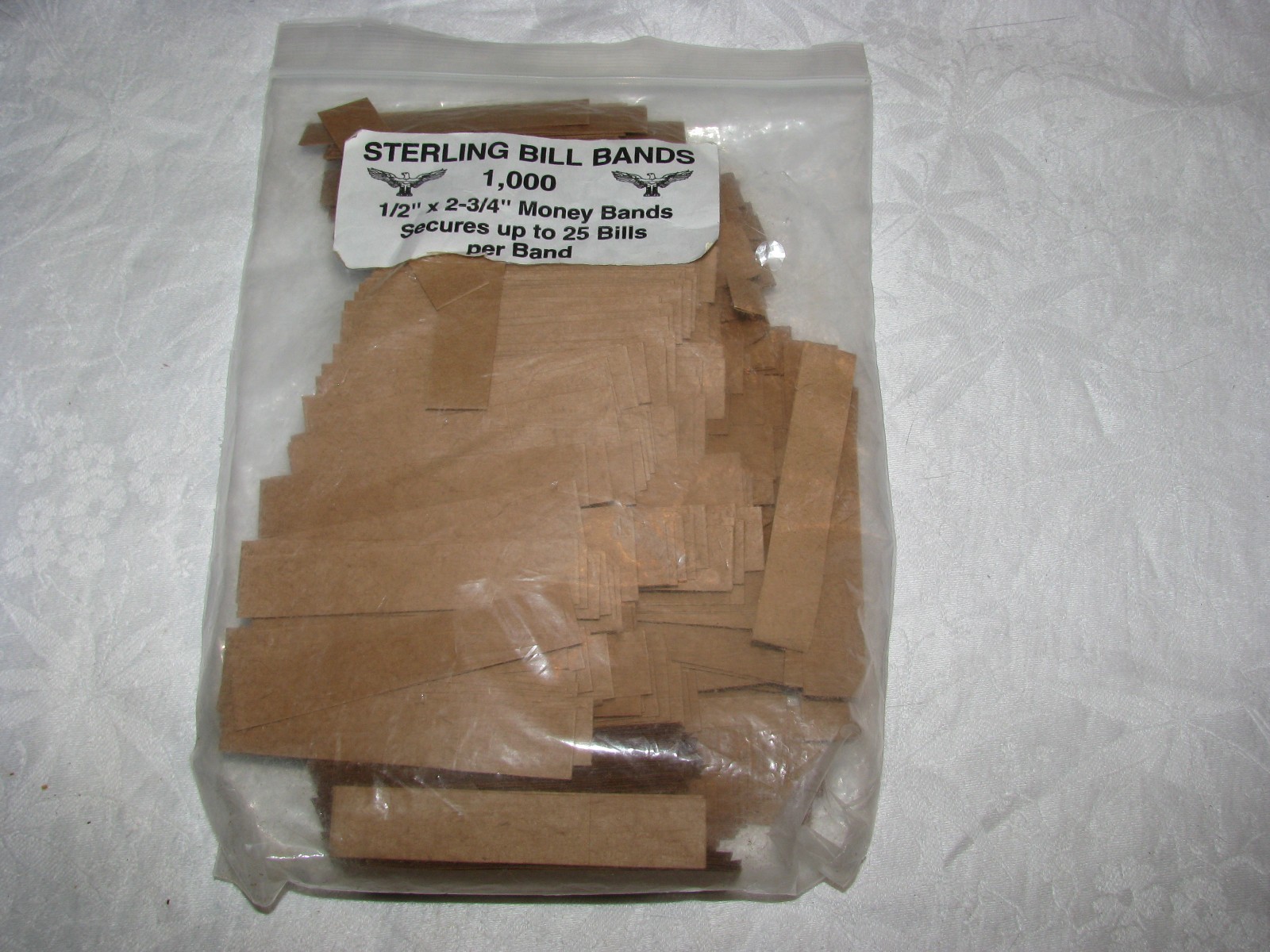 Baggie of  Paper Sterling Bill Bands 1/2" x 2-3/4"