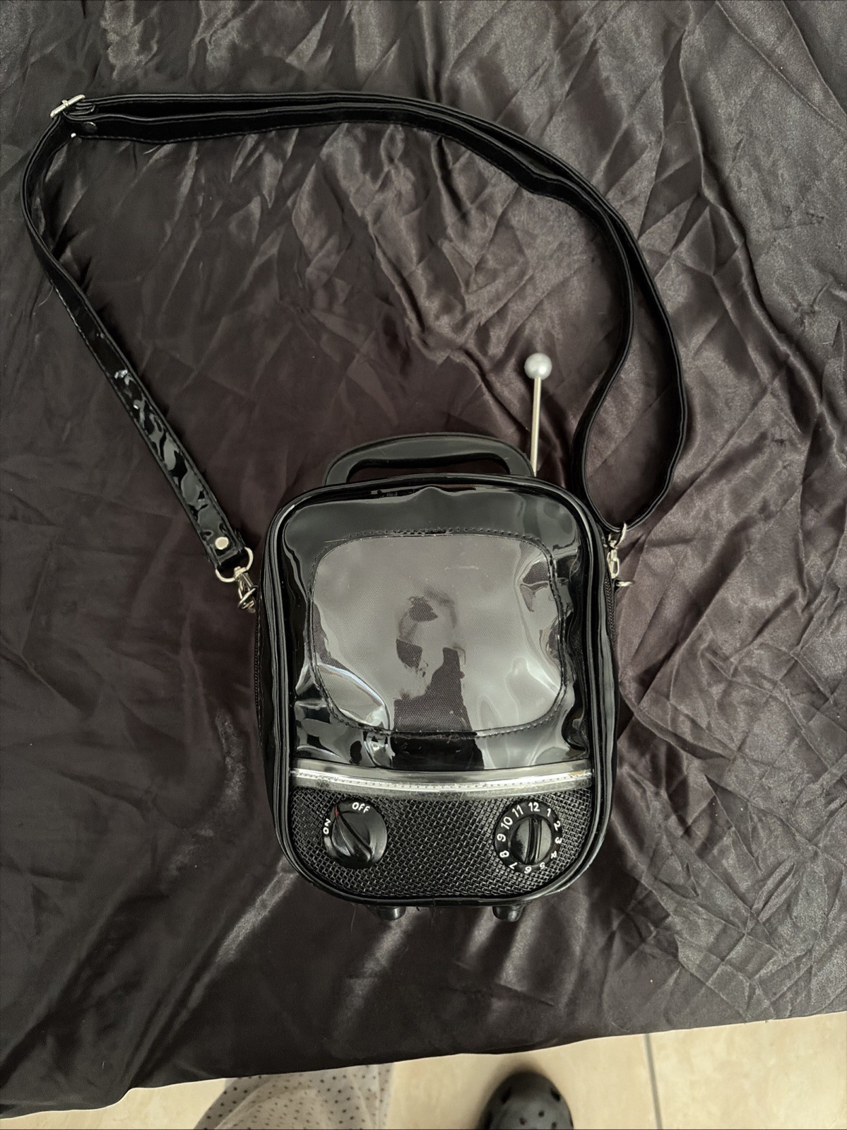 Vintage Versada Black Television Bag Crossbody purse convertible mini backpack