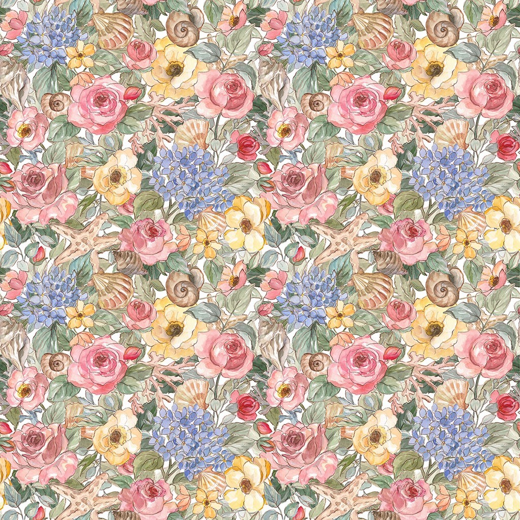 Coastal Cottage Packed Spring Beach Floral Y4741-55 Multi Color fabric BTY