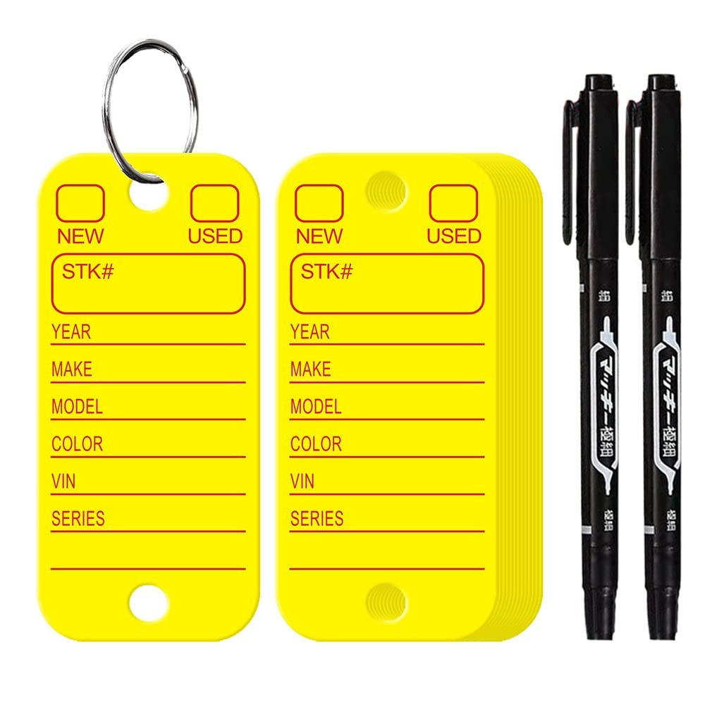 200 Pcs PVC Tags with Labels and Rings Car Key Tags for Organization Luggage Tag