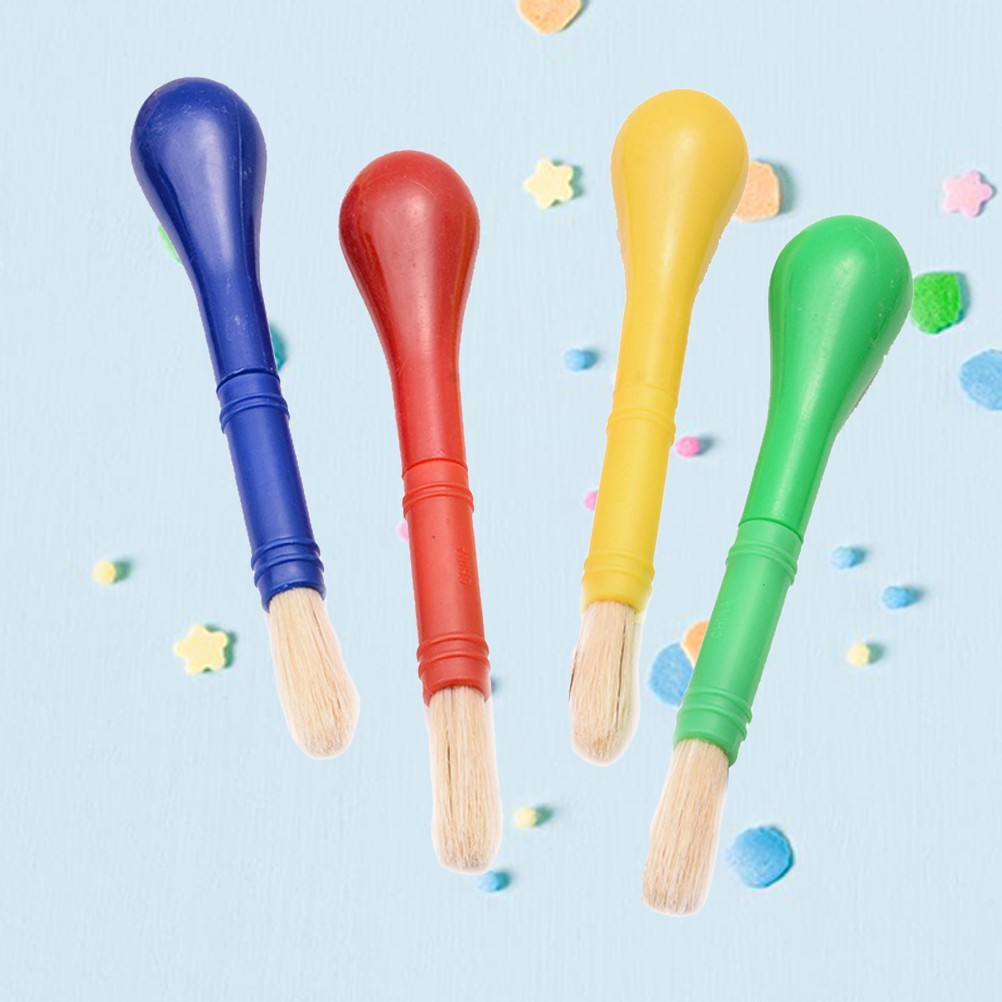  4pcs Toddler Paint Plastic Handle Nylon Painting Brush for Painting Crafts and