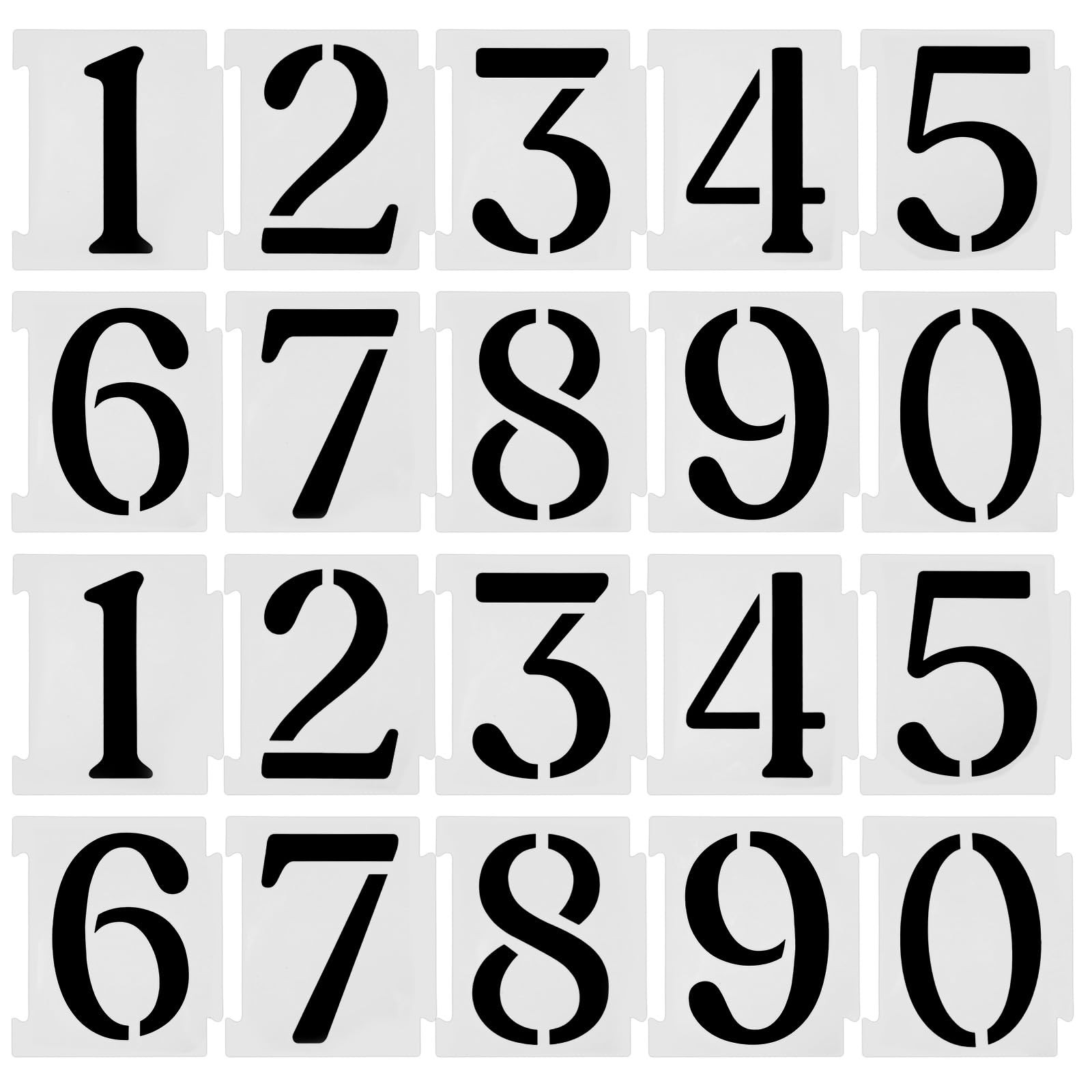 20 Pcs Curb Painting Stencils Kit 4 Inch Address Stencil 4 Inch, white 