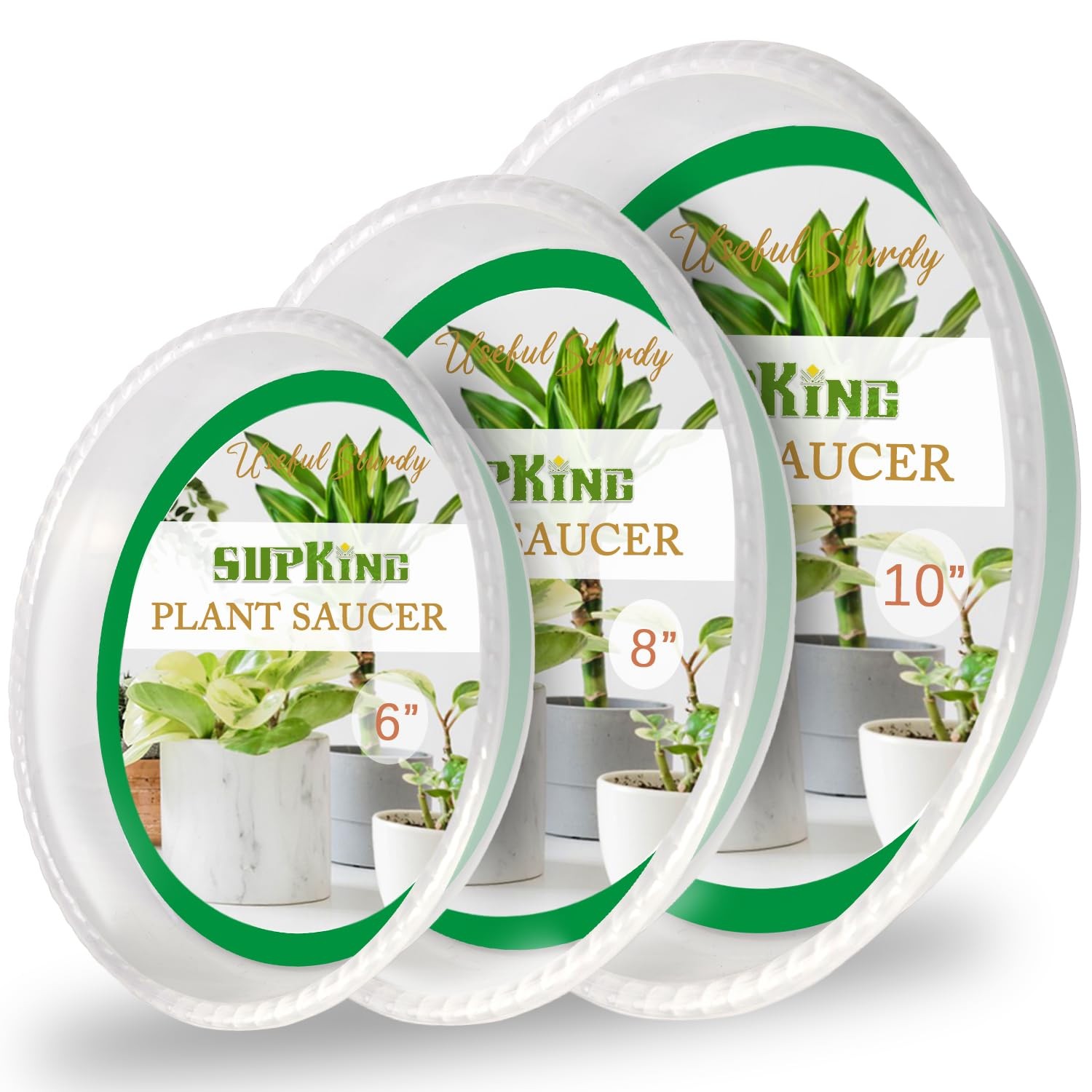 SupKing 9 Pack Plant Saucers (6inch /8inch /10inch), 6in/8in/10in, Clear 
