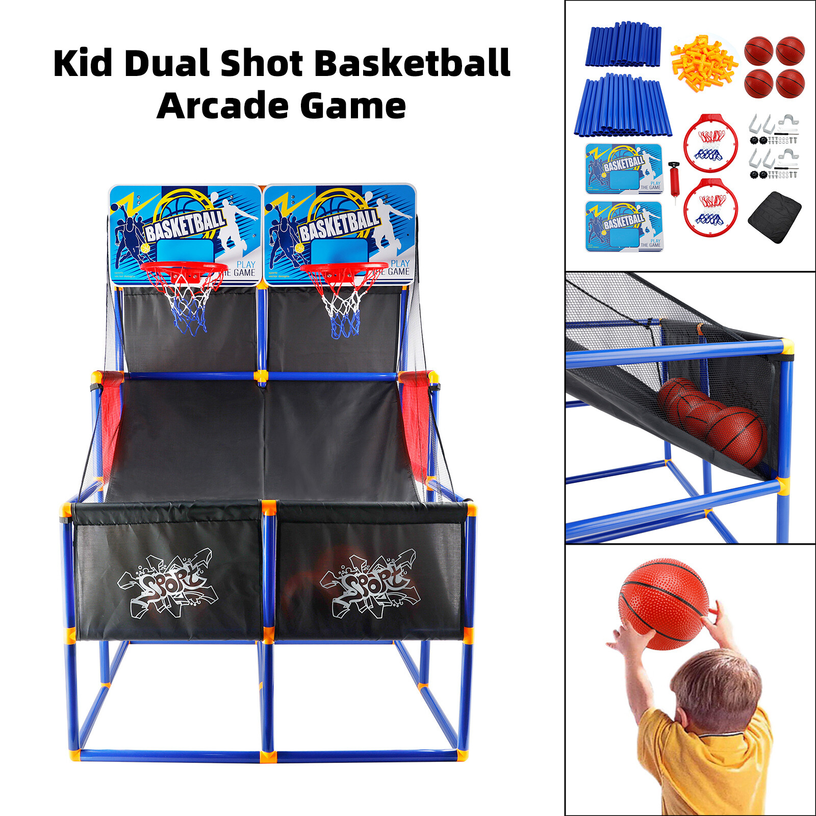 Kid Dual Shot Basketball Arcade Game With 4 Balls Easy Quick Assembling Gift E4