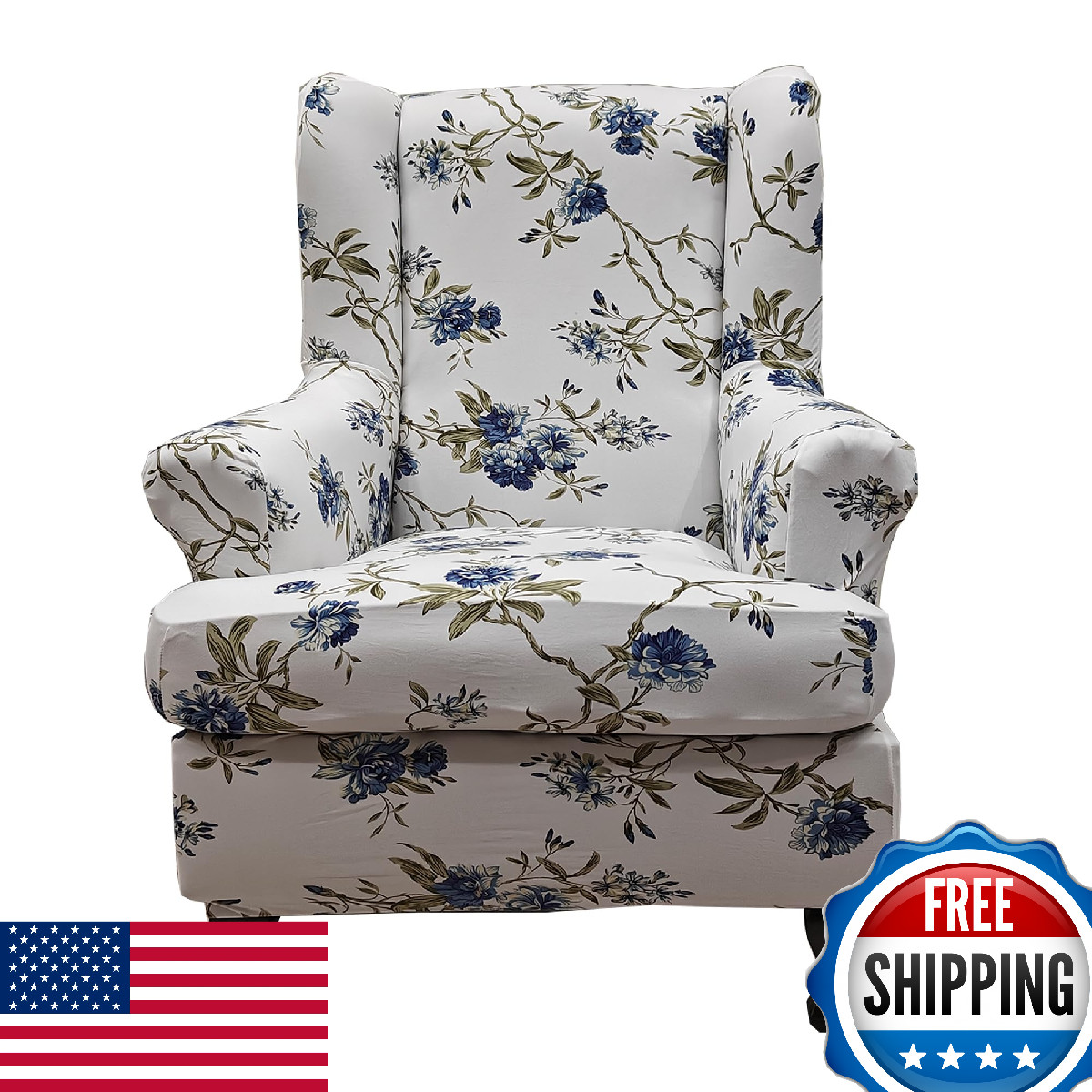 CRFATOP 2Pk Waterproof Stretch Wingback Chair Slipcovers Armchair Couch Cover