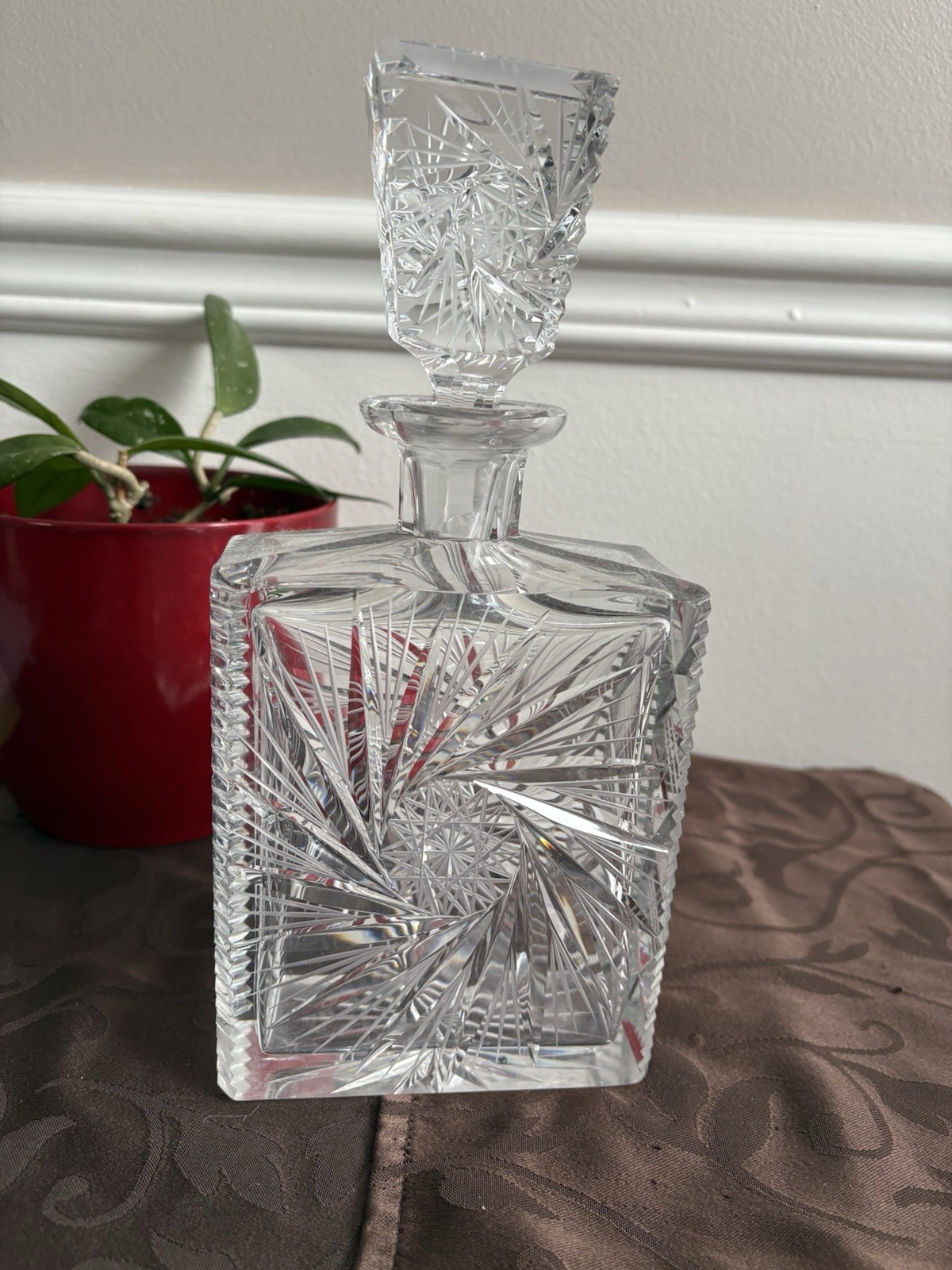 Vintage Cut Crystal Square Liquid Decanter Stopper