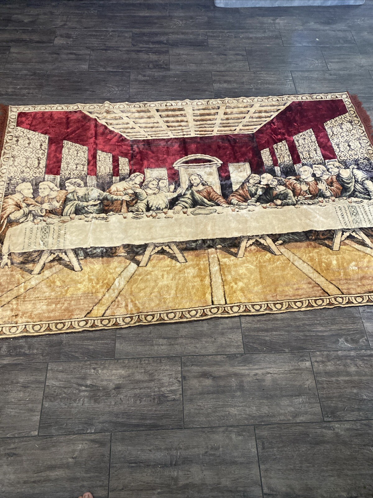 Vintage Velvet Tapestry  Last Supper Wall Hanging 48”X 72”