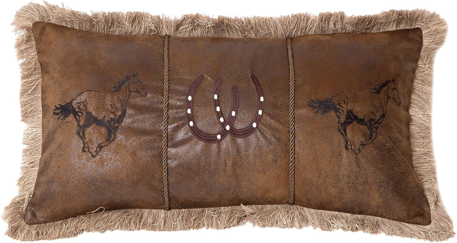 Carstens, Inc Running Horses Faux Leather Decorative Pillow, 14" X 26", Multicol