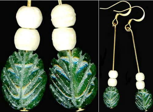 19thC Antique 7ct Quartz Aventurine+14ktGF Earrings: Ancient Celt Healing Magic