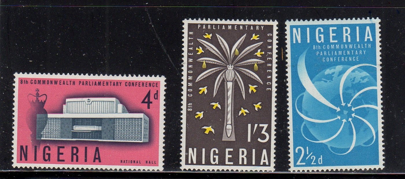 NIGERIA #138-140 1962 8TH COMMONWEATH CONF, MINT VF NH O,G 