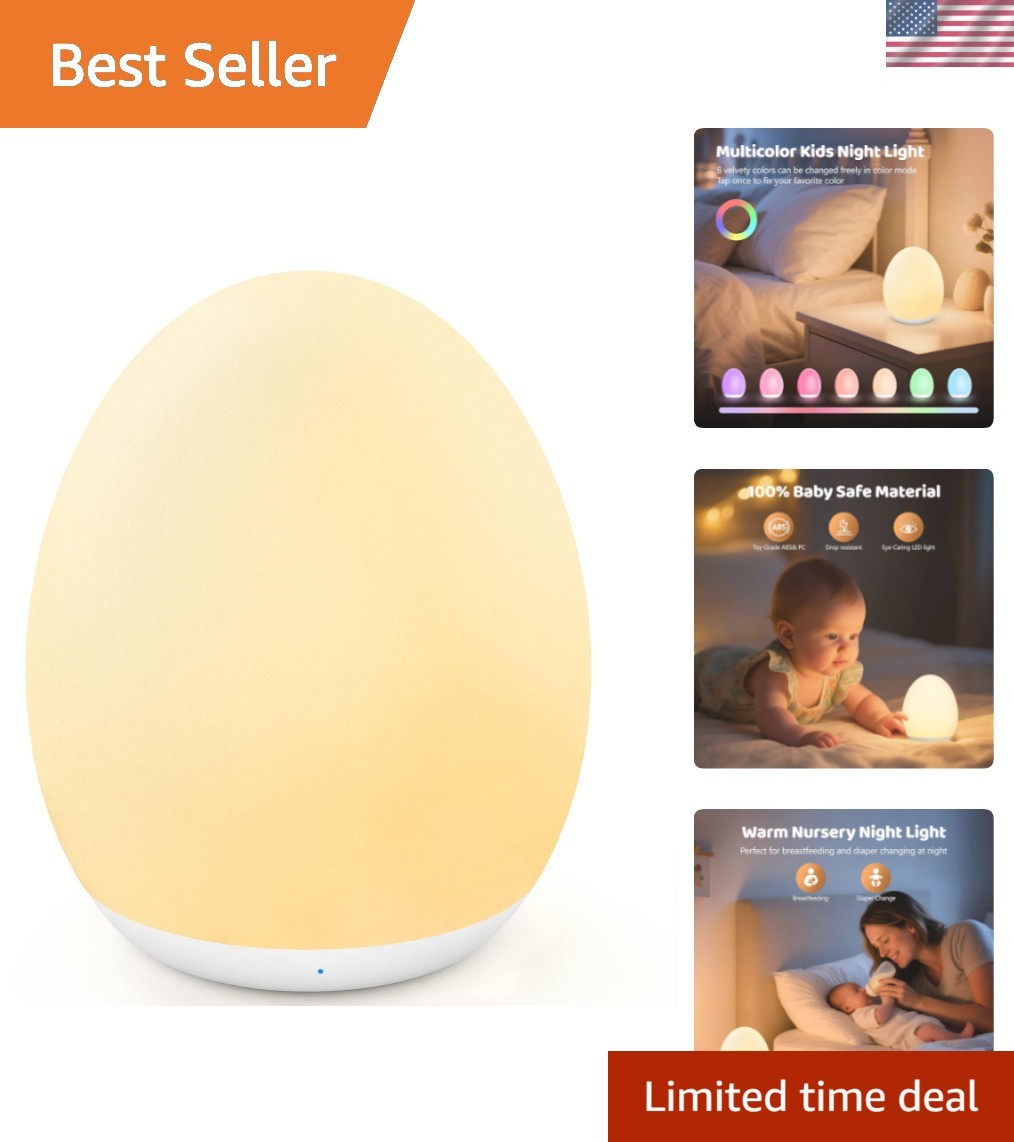 Night Light for Kids, Baby Egg Light for Nursery, 7 Colors Changing & Steples...