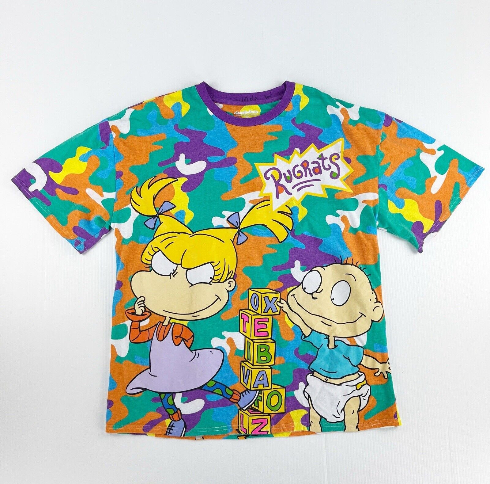 Nickelodeon Viacom 2022 Rugrats Camouflage All Over T Shirt Womens 2X