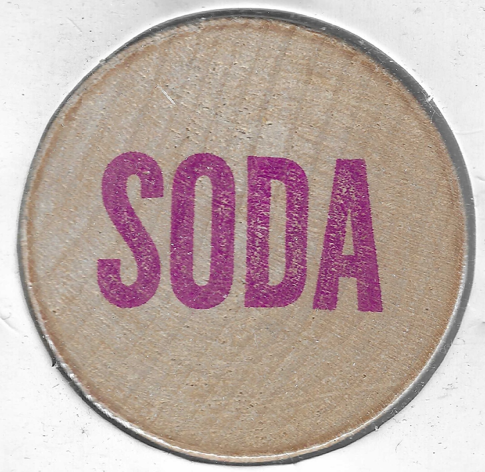 Soda (Both Sides), Token/Chip/Coin, Purple, Wooden Nickel