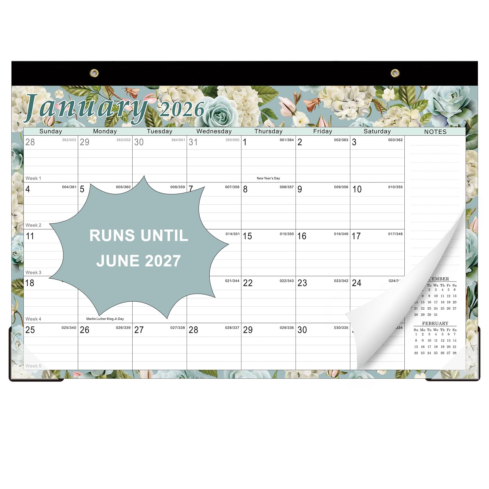 Lbylyhxc 2026 Desk Calendar, 17x12 inches, Vintage Flowers Calendar 