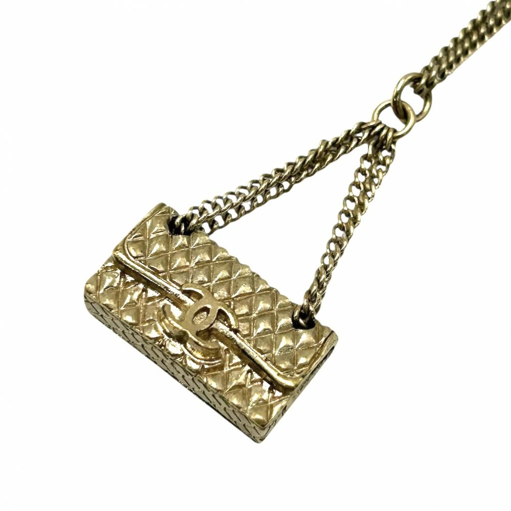 CHANEL Necklace Coco Mark Matelasse Motif Accessories Bag Pendant  GP 05A Gold A