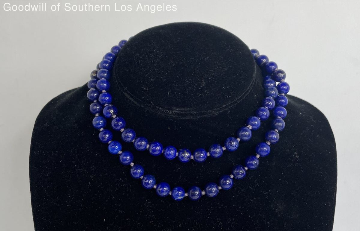 Lapis Lazuli Beaded Necklace w/ 14K Clasp - 55.9g