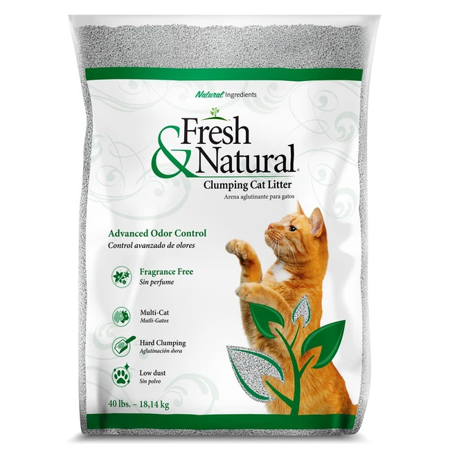 Fresh & Natural Fragrance Free Clumping Cat Litter 40 Pounds