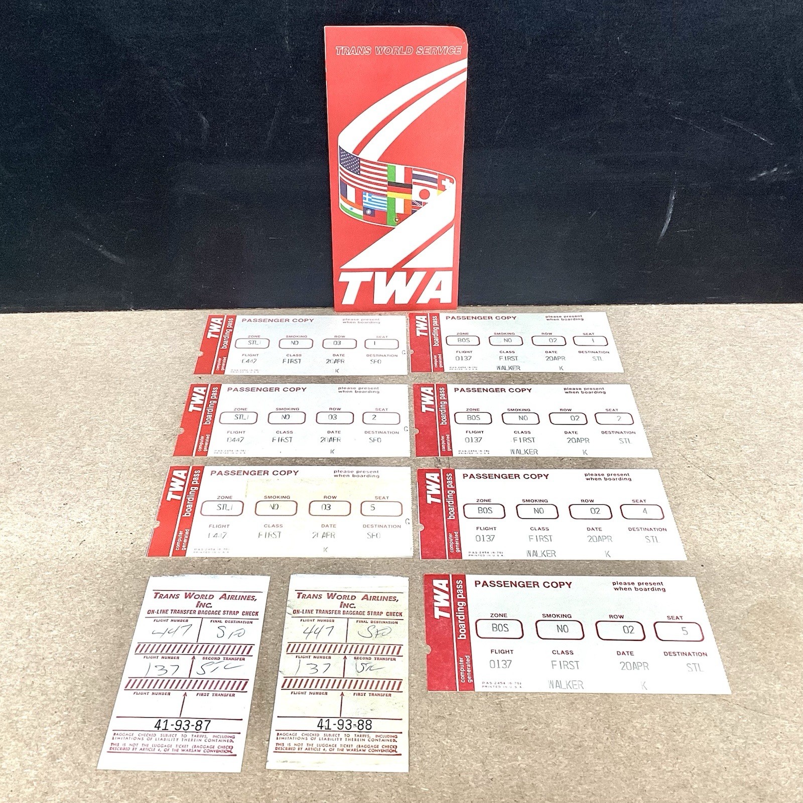 Trans World Airline Inc. Tickets Lot