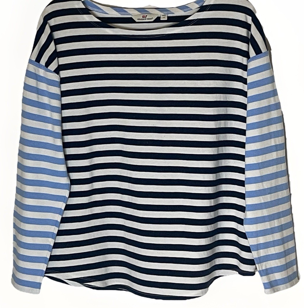 Vineyard Vines Striped Knit Top Women’s Medium Long Sleeve Pullover Relaxed Fit