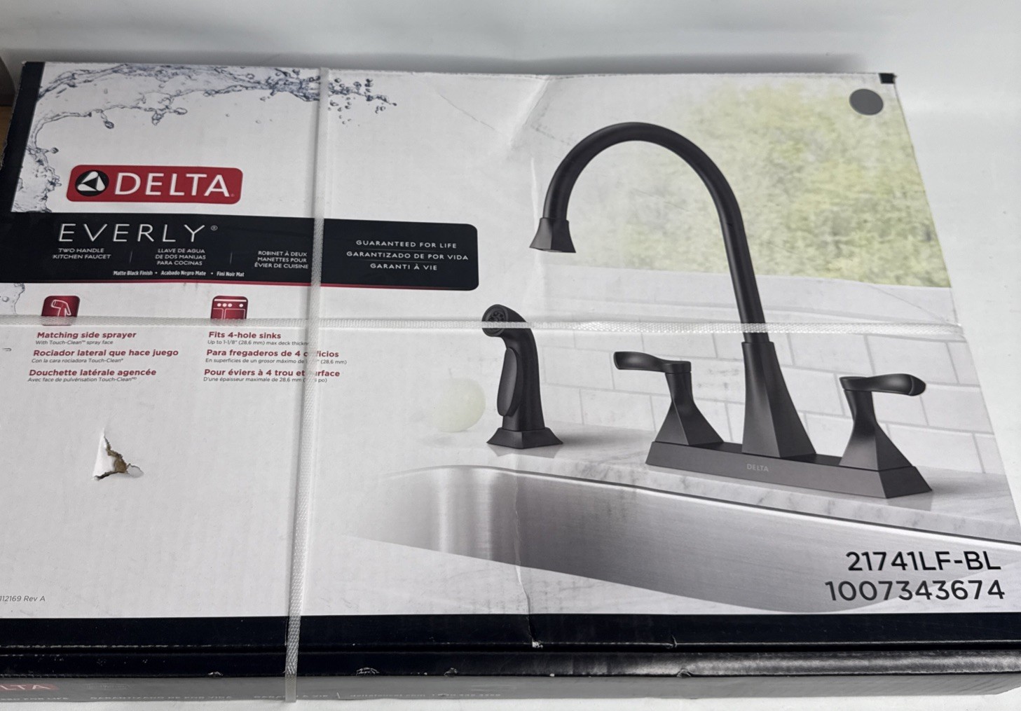 Delta Everly Double Handle Standard Kitchen Faucet with Spray in Matte Black