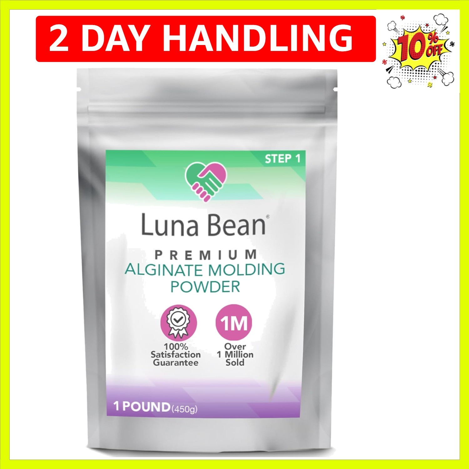 Luna Bean Alginate Molding Powder Refill for Hand Casting Kit - Non-Toxic Alg...