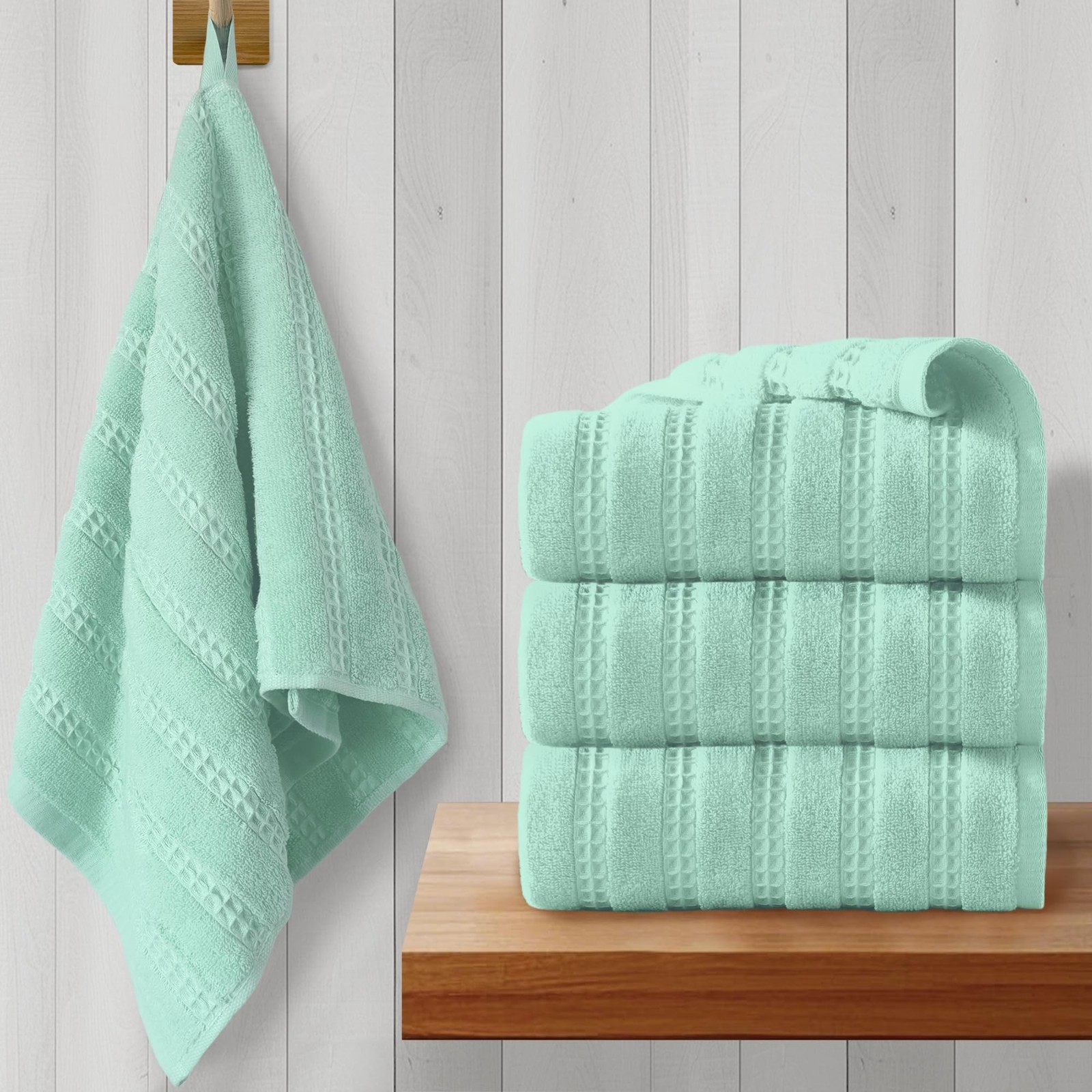 Waffle Weave Kitchen Towels, Bathroom Hand Towels Set of 4, 13"x30" - 100% Co...