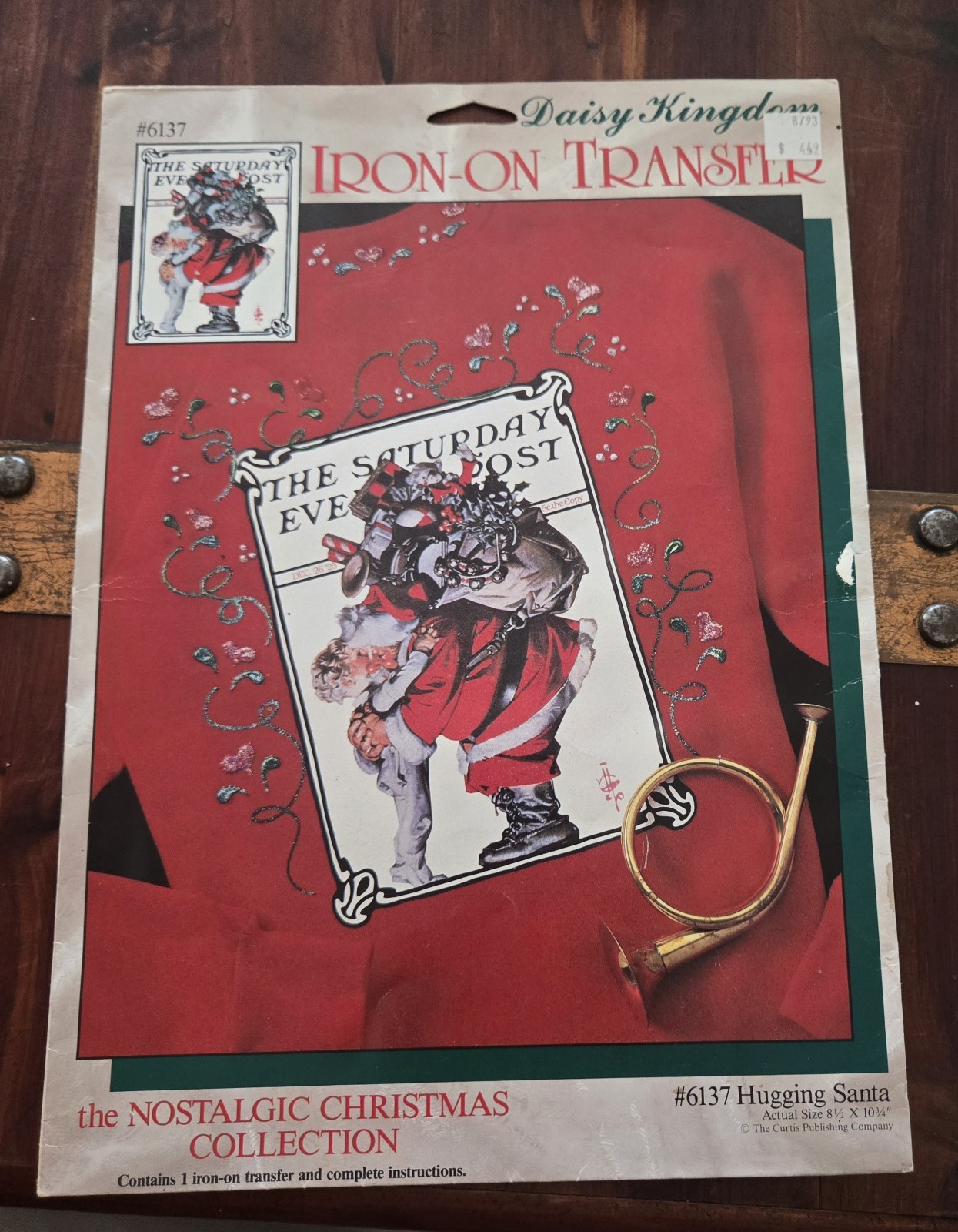 Vintage NOS Daisy Kingdom Iron-On Transfer 6137 Hugging Santa Holiday Christmas
