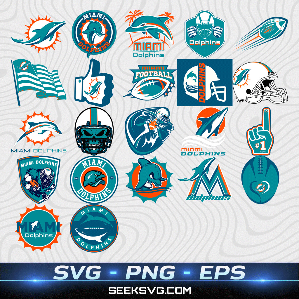 Miami Dolphins SVG Bundle – 22 Football Logos, Dolphins, Helmets & Fan Graphics