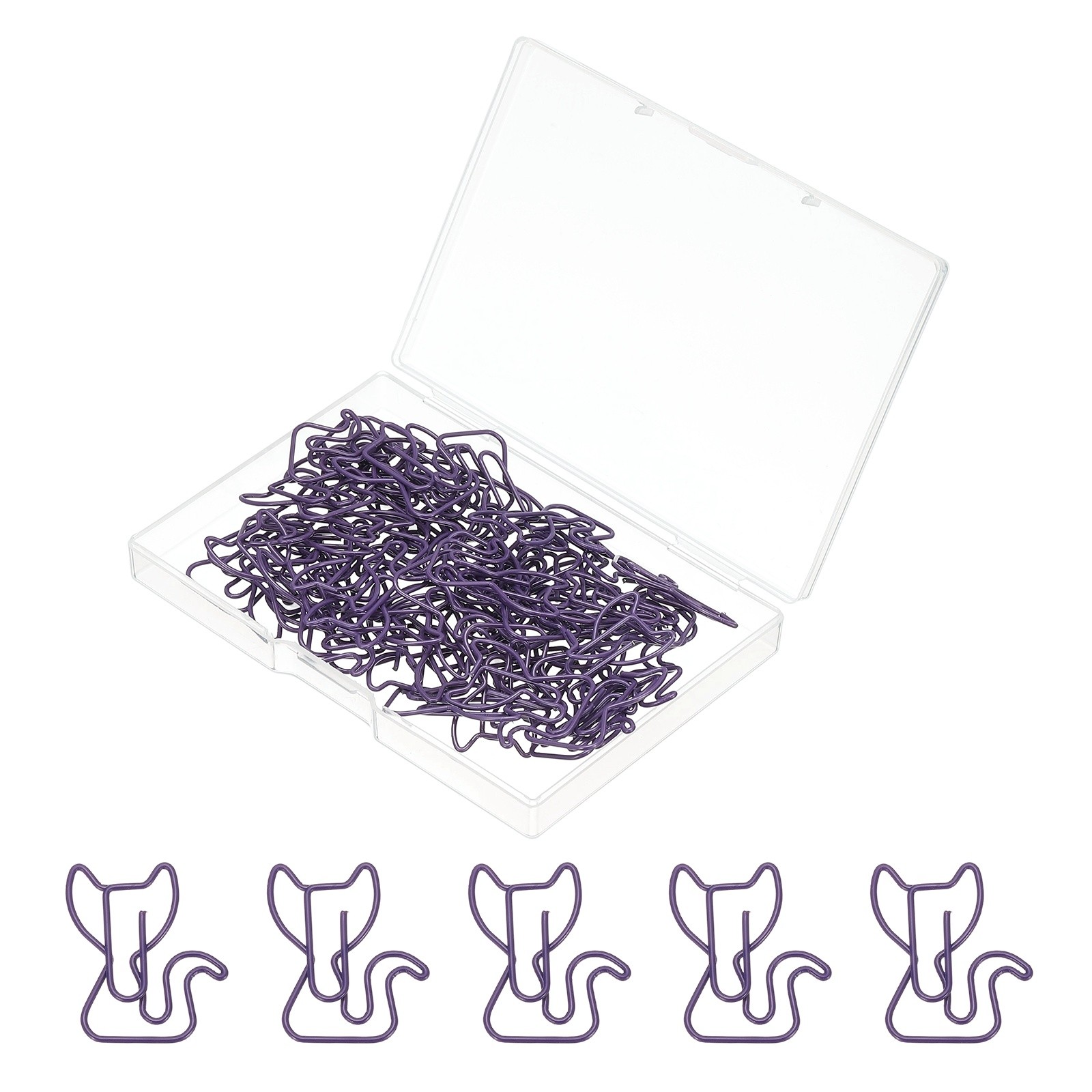 50pcs Cat Paper Clip 31mm Purple