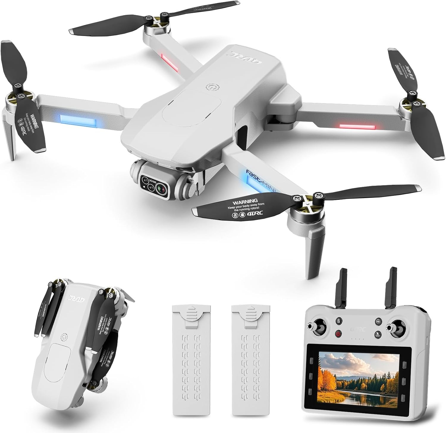 4DF8 GPS Drone with 4K HD Camera, White, 5Ghz FPV Transmission, 4.5" LCD Screen 